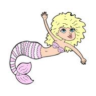 cartoon pretty mermaid waving N13