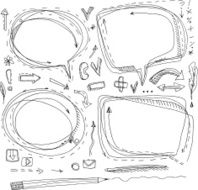 Collection elements of hand drawn arrows signs banners