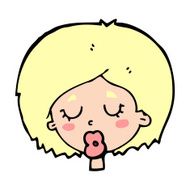 cartoon woman with eyes closed N15