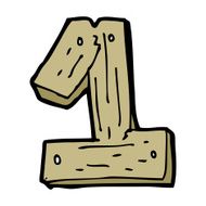 cartoon wooden number one N11