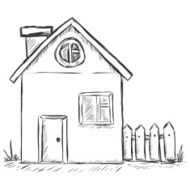 vector sketch illustration - country house