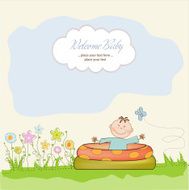 baby bathe in a small pool shower announcement card N14