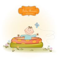 baby bathe in a small pool shower announcement card N17
