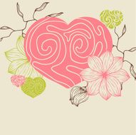 Birds flower and hearts concept Vector illustration N3