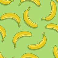 vector seamless pattern of bananas on green background