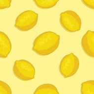 vector seamless pattern of lemons on yellow background