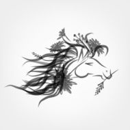 Horse floral head for your design Symbol of 2014 year N2