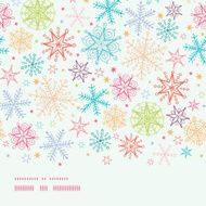 Colorful Doodle Snowflakes Horizontal Border Seamless Pattern Background