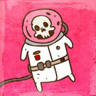 Astronaut With Skull Face on Grunge Background