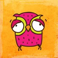 Cute Owl on Grunge Background