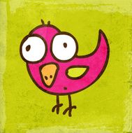 Cute Bird on Grunge Background N2