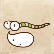 Cute Worm With Speech Balloon on Grunge Background