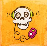 Skull With MP3 Player on Grunge Background