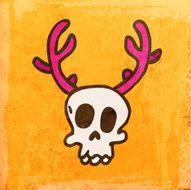 Skull With Antlers on Grunge Background