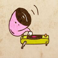Vintage Record Player on Grunge Background
