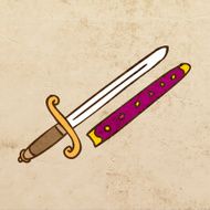 Sword and Sheath on Grunge Background