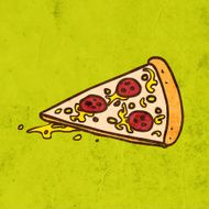 Pizza Slice on Grunge Background
