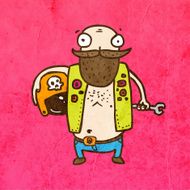 Biker on Grunge Background