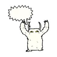 cartoon yeti with speech bubble N5