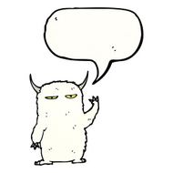 cartoon yeti with speech bubble N6