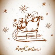 Vintage greeting card with Christmas sleigh N2