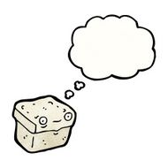 box cartoon character with thought bubble N12