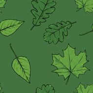 seamless pattern of green leaves N2