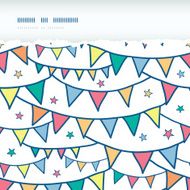 Colorful doodle bunting flags horizontal torn seamless pattern background