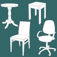 Set of furniture on the chalk board N3