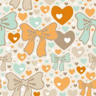 Seamless pattern with bows and hearts vector