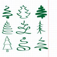 Christmas trees sketch collection cartoon vector illustration N2