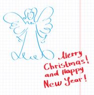 Sketchy Christmas angel vector illustration