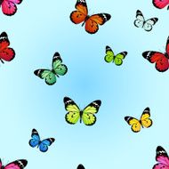 vector seamless pattern of colored butterflies