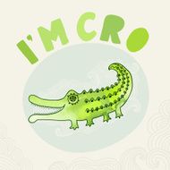 Cartoon crocodile illustration in watercolors N4