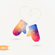 Vector mittens with rope in the form of heart