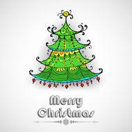 Decorated Pine Tree on Christmas card
