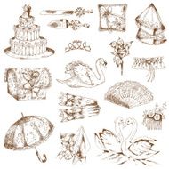 Set of Beautiful Wedding Hand Drawn