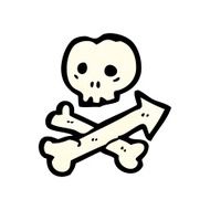 cartoon skull and crossbones arrow symbol N2