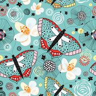 Abstract background doodle butterfly pattern