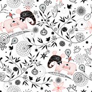 Abstract background doodle pattern with birds N6