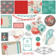 Scrapbook Design Elements - Vintage Roses and Birds