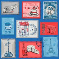 Set of Stamps - Vintage Paris and France