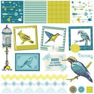 Vintage Birds Set - for design and scrapbook