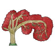 cartoon tree with red leaves N11