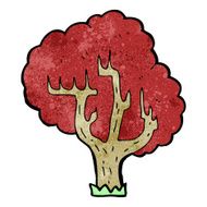 cartoon tree with red leaves N12