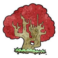 cartoon tree with red leaves N13