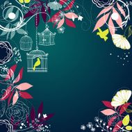 Retro Bird and Birdcage Design
