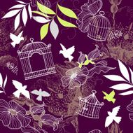 Retro Bird and Birdcage Design N2