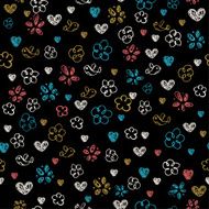 Abstract colorful seamless doodle pattern on black background N2