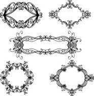 Set of black floral frames
